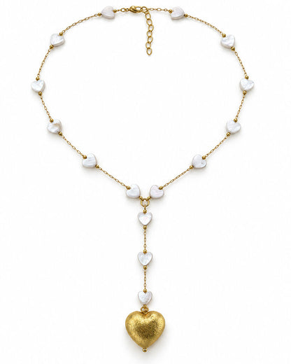 Gold White Hearts Chain