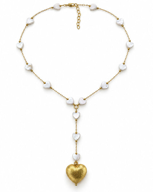 Gold White Hearts Chain