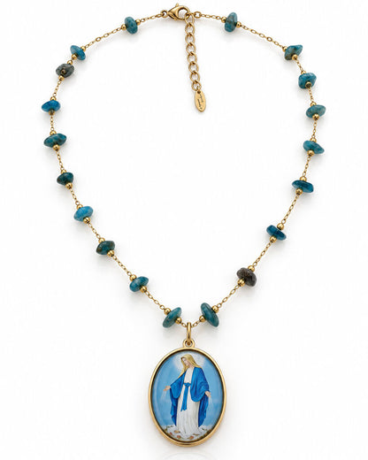 Turquoise Stones Virgin Mary Chain