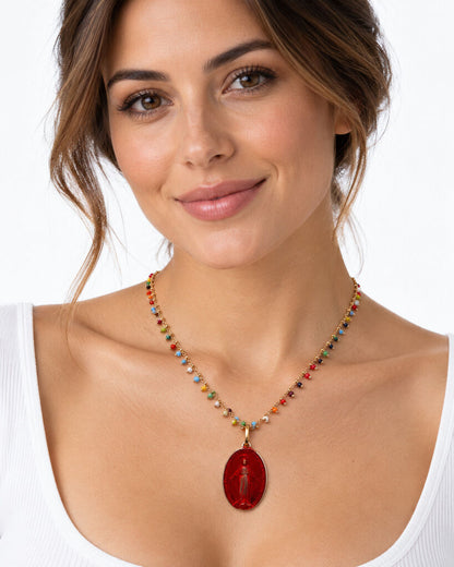 Red Multicolor Virgin Mary Chain