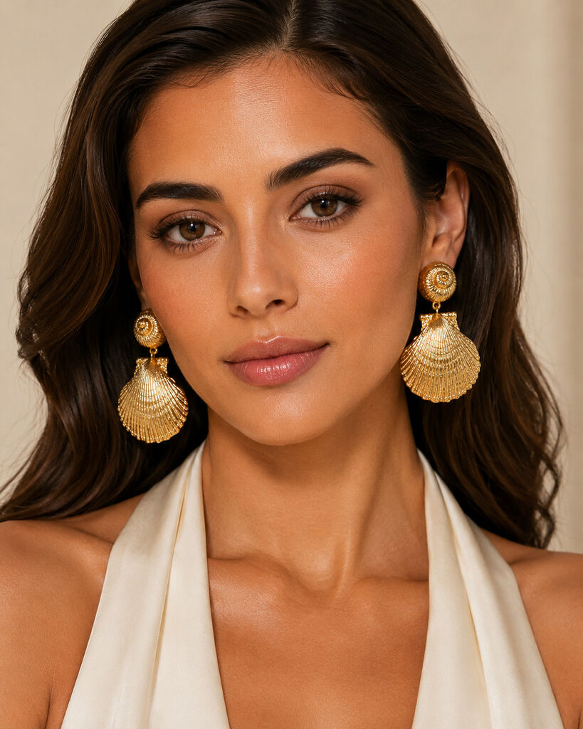 gold shell earings