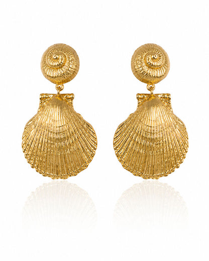 gold shell earings