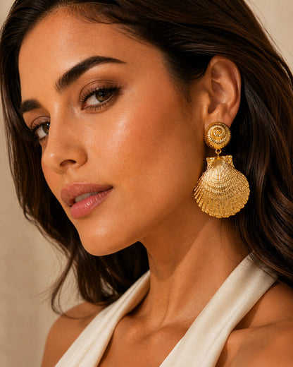 gold shell earings