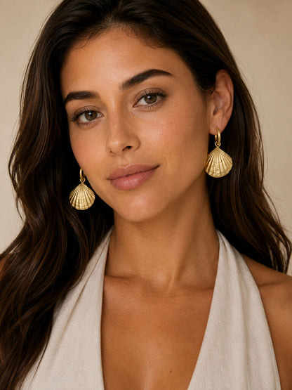 matte gold shell earrings
