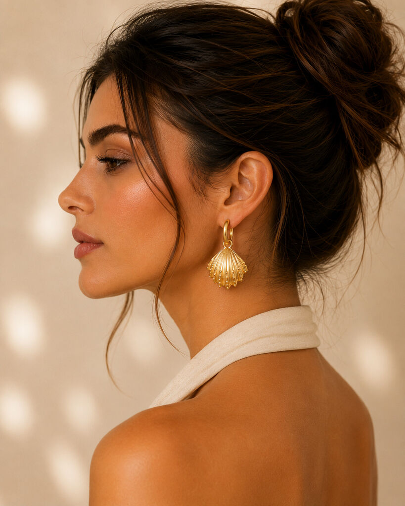 medium matte gold st shell earrings