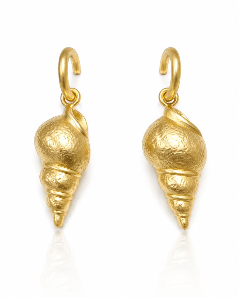 long matte gold shell earrings
