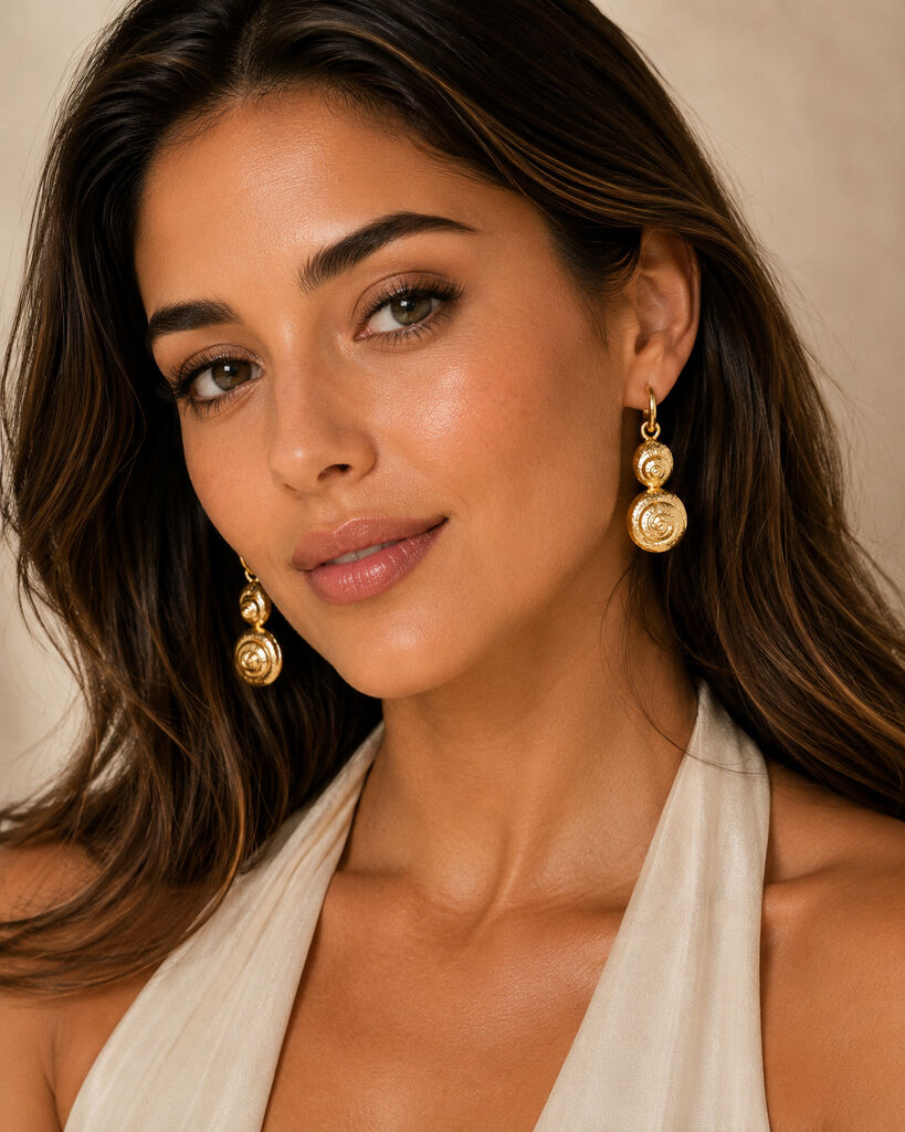 gold spiral shell earrings