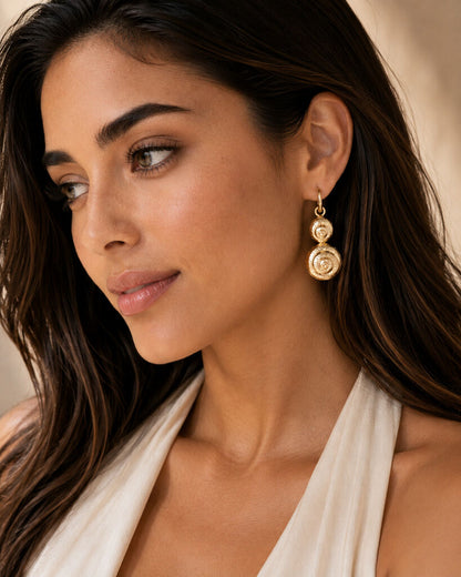 gold spiral shell earrings