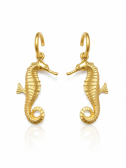 gold matte seahorse earrings