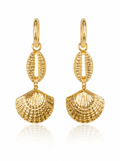 long gold shell earrings