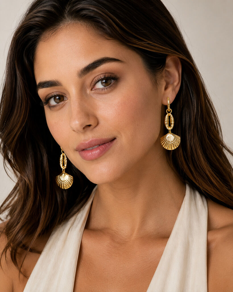 long gold shell earrings