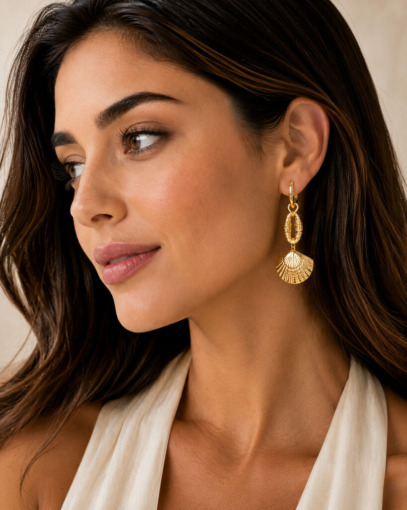 long gold shell earrings