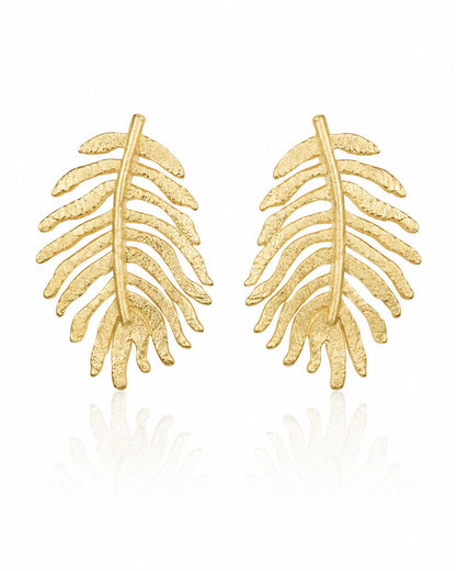 gold metal leaf earrings