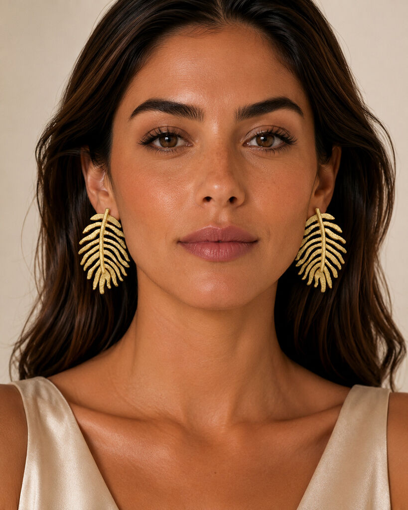 gold metal leaf earrings