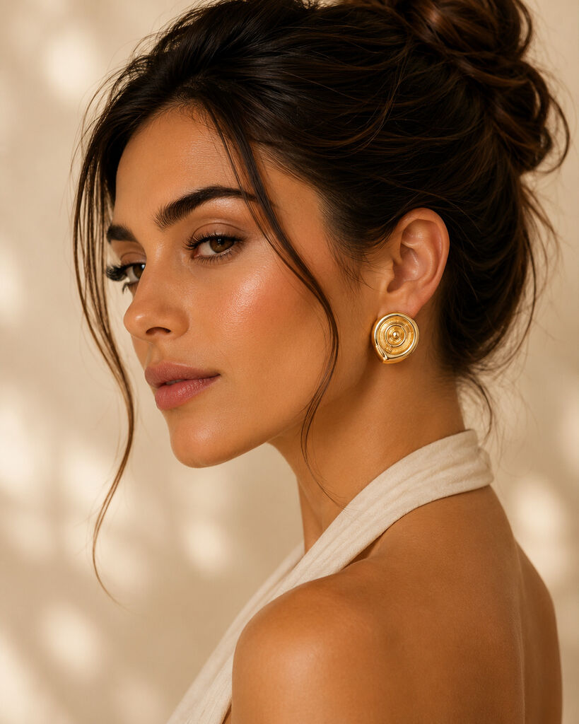 gold spiral shell clip earrings