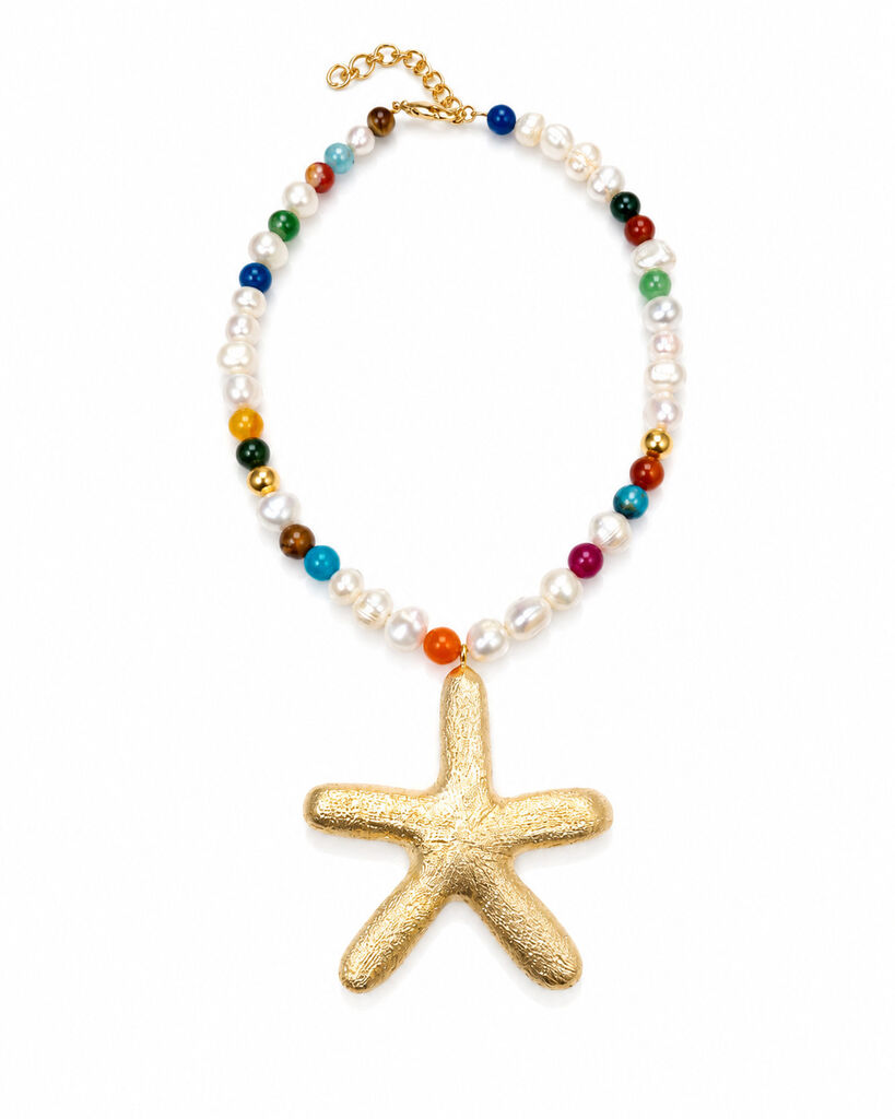 pearls-colorful beads necklace with golden
