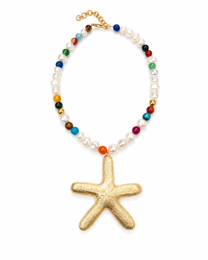 pearls-colorful beads necklace with golden