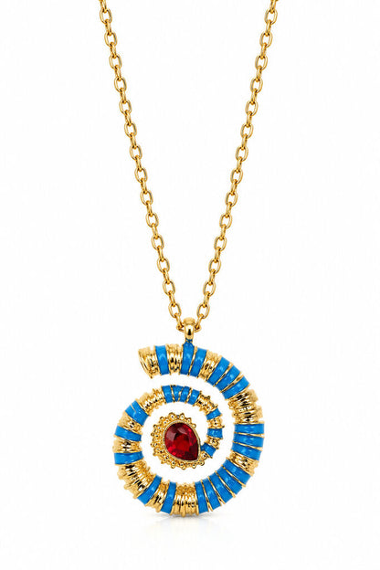 necklace golden chaine with bleu accessory