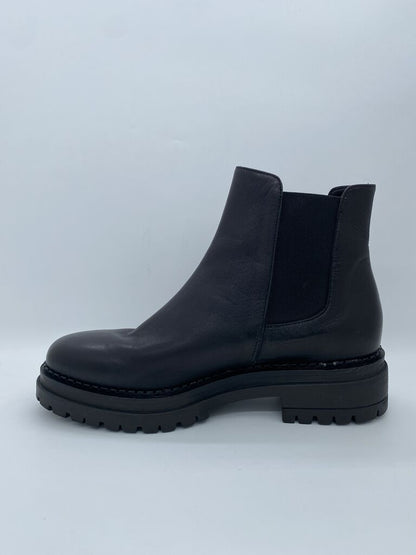 Black Leather Chelsea Boot with Chunky Sole