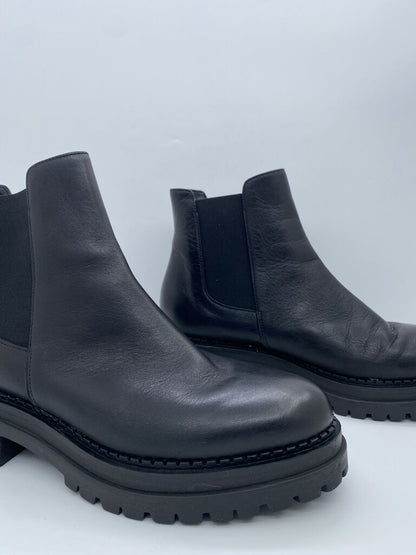 Black Leather Chelsea Boot with Chunky Sole
