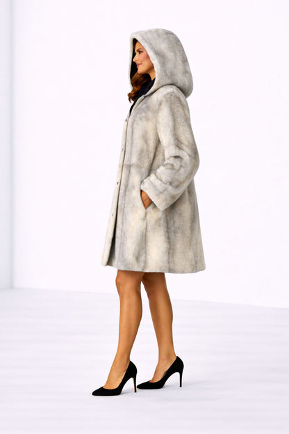 Reversible Hooded Coat with Button Closure