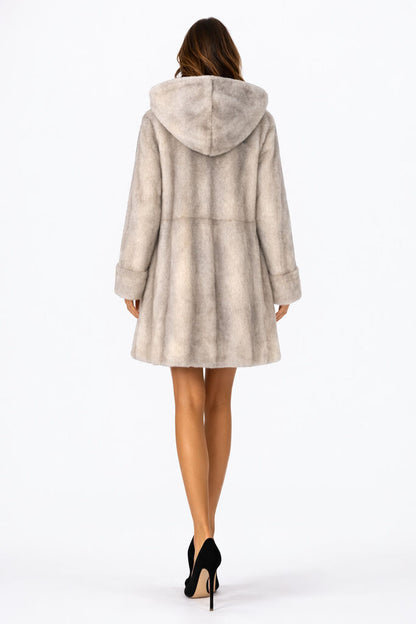 Reversible Hooded Coat with Button Closure