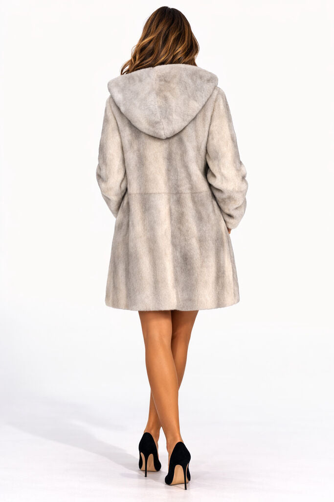 Reversible Hooded Coat with Button Closure