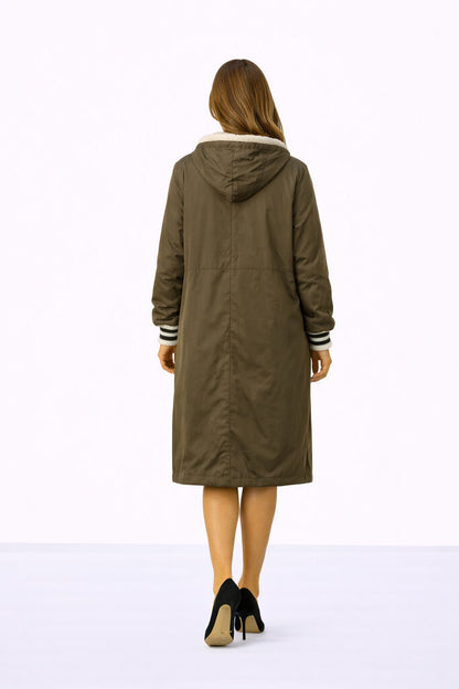 Reversible Army Green Fur Coat with Hood