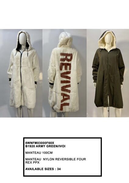 Reversible Army Green Fur Coat with Hood