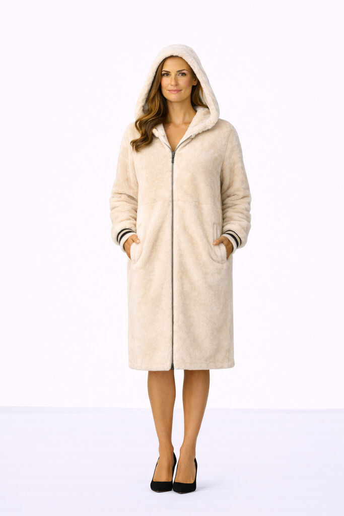 Reversible Army Green Fur Coat with Hood