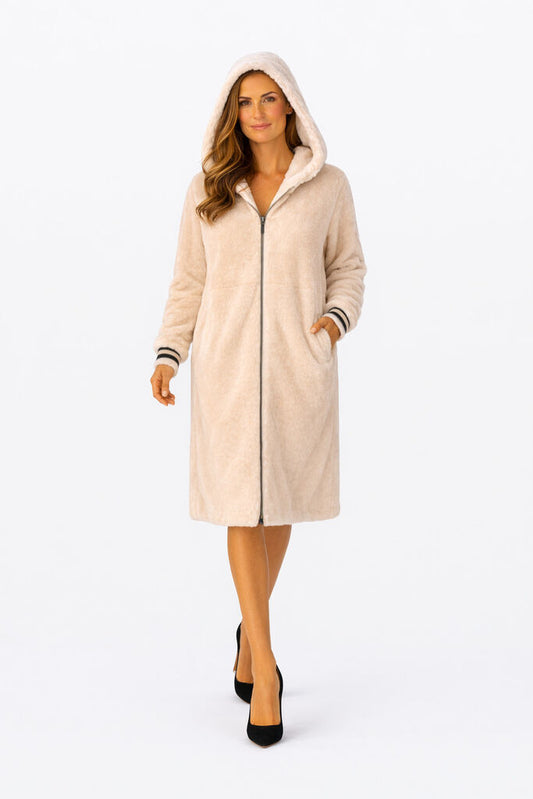 Reversible Army Green Fur Coat with Hood