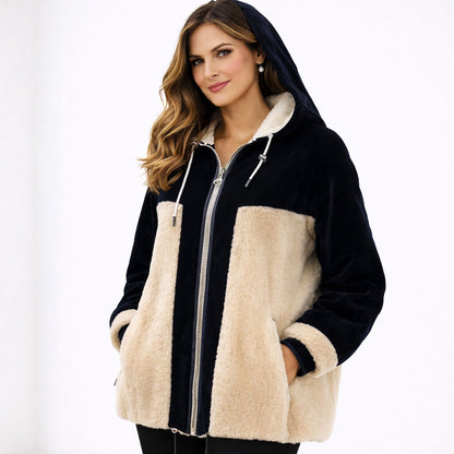 Reversible Silver and Fleece Coat with Hood
