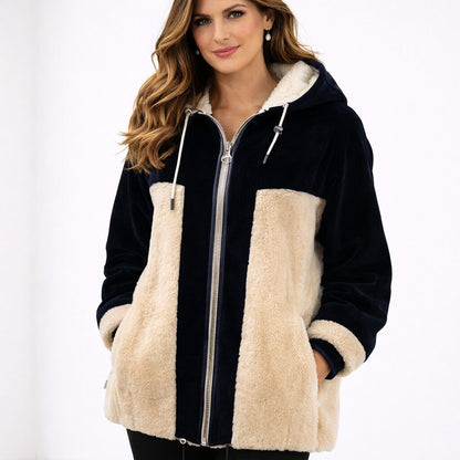 Reversible Silver and Fleece Coat with Hood
