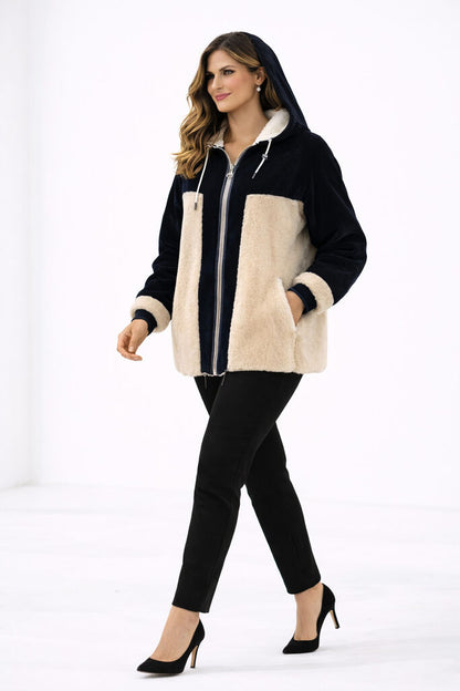 Reversible Silver and Fleece Coat with Hood