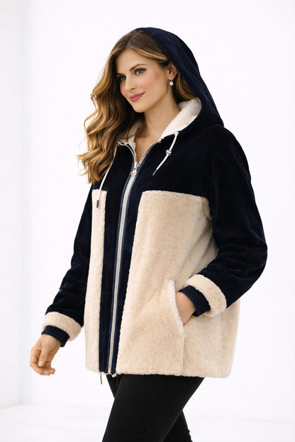 Reversible Silver and Fleece Coat with Hood