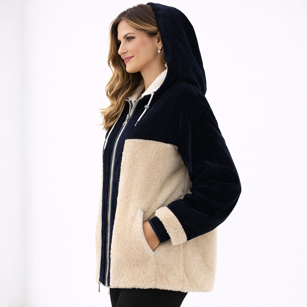 Reversible Silver and Fleece Coat with Hood