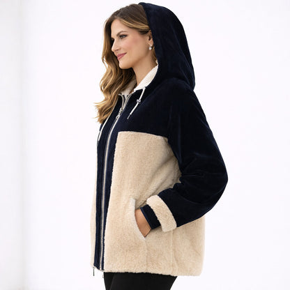 Reversible Silver and Fleece Coat with Hood