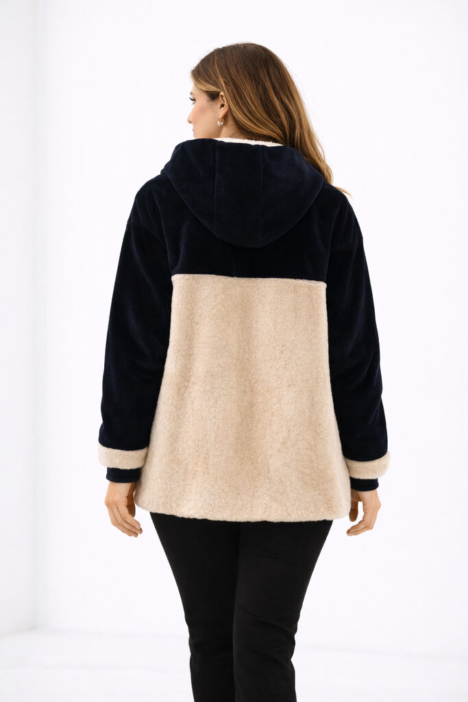 Reversible Silver and Fleece Coat with Hood