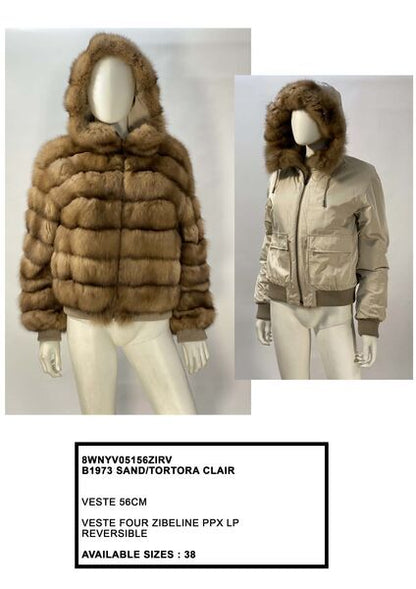 Sand Reversible Jacket with Fur Hood