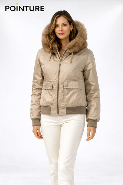 Sand Reversible Jacket with Fur Hood