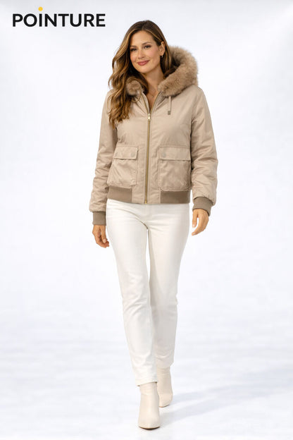 Sand Reversible Jacket with Fur Hood
