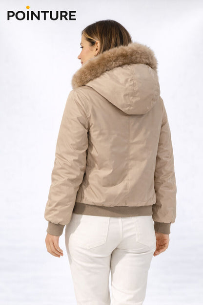 Sand Reversible Jacket with Fur Hood