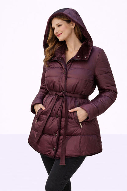 Bordeaux Quilted Nylon Jacket with Reversible Feature