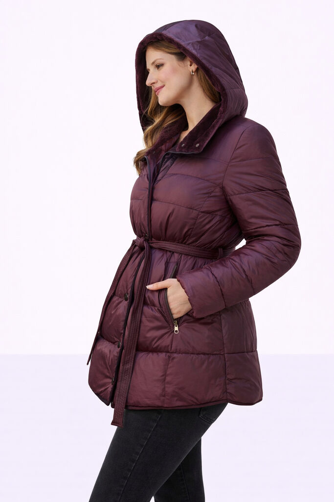 Bordeaux Quilted Nylon Jacket with Reversible Feature
