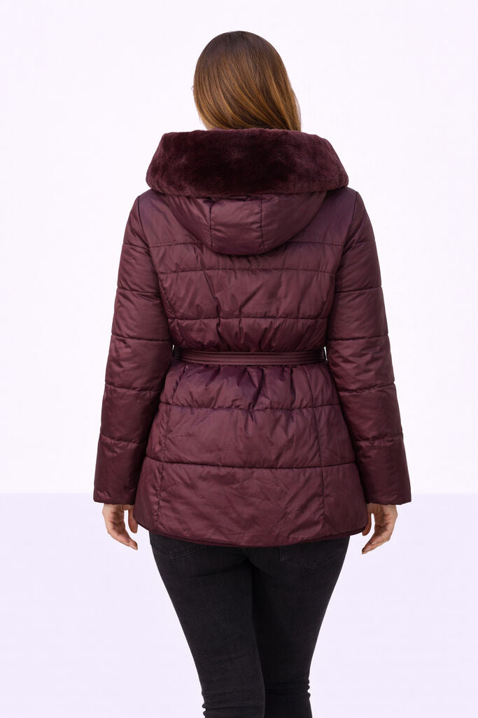 Bordeaux Quilted Nylon Jacket with Reversible Feature