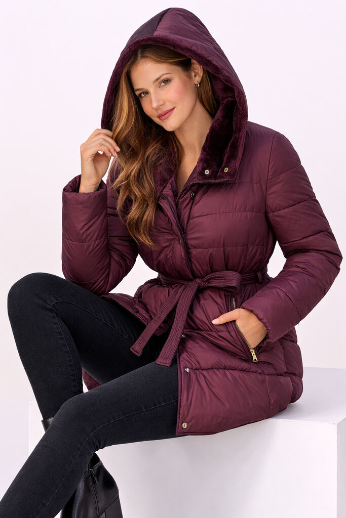 Bordeaux Quilted Nylon Jacket with Reversible Feature