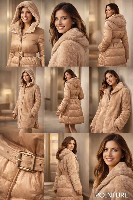 Nude Reversible Puffer Jacket with Belt
