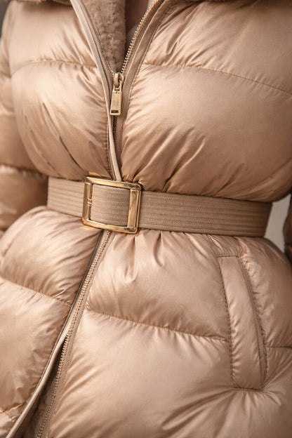 Nude Reversible Puffer Jacket with Belt