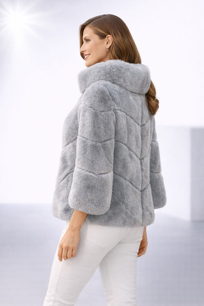 Sky Gray Textured Jacket with Chevrons