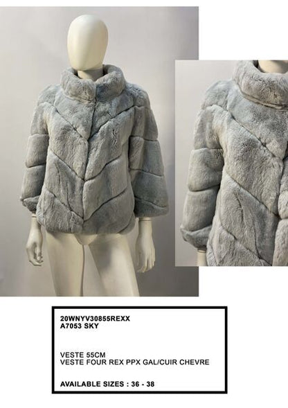 Sky Gray Textured Jacket with Chevrons
